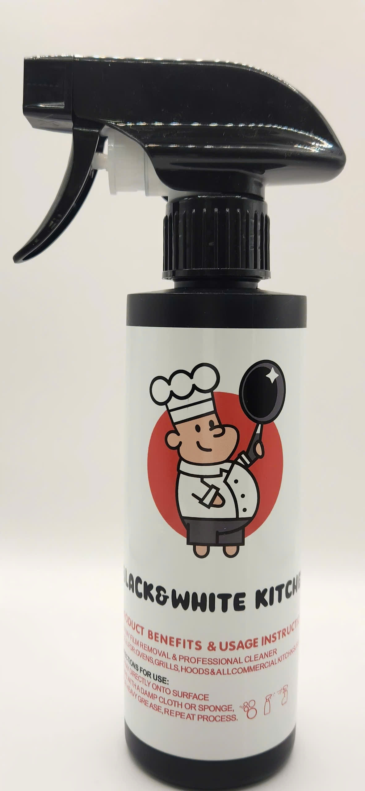 Black and White Kitchen Cleaner Bottle